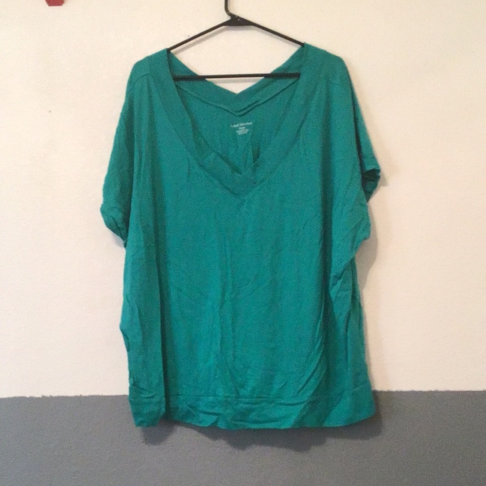 H4 Size 22/24 Lane Bryant Teal V-Neck Short Sleeve Top